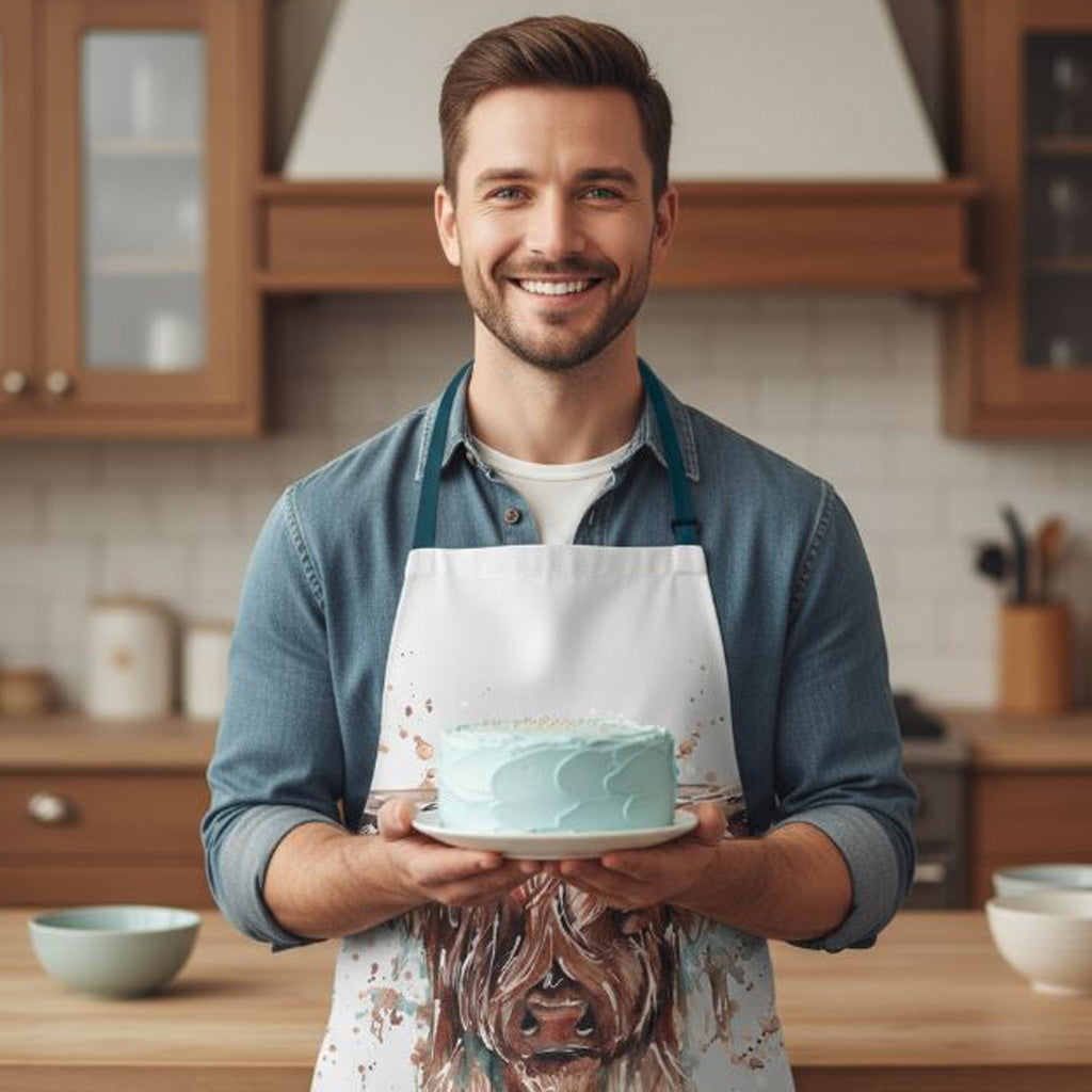 Highland Cow Cotton Apron | Meg Hawkins Watercolour Design
