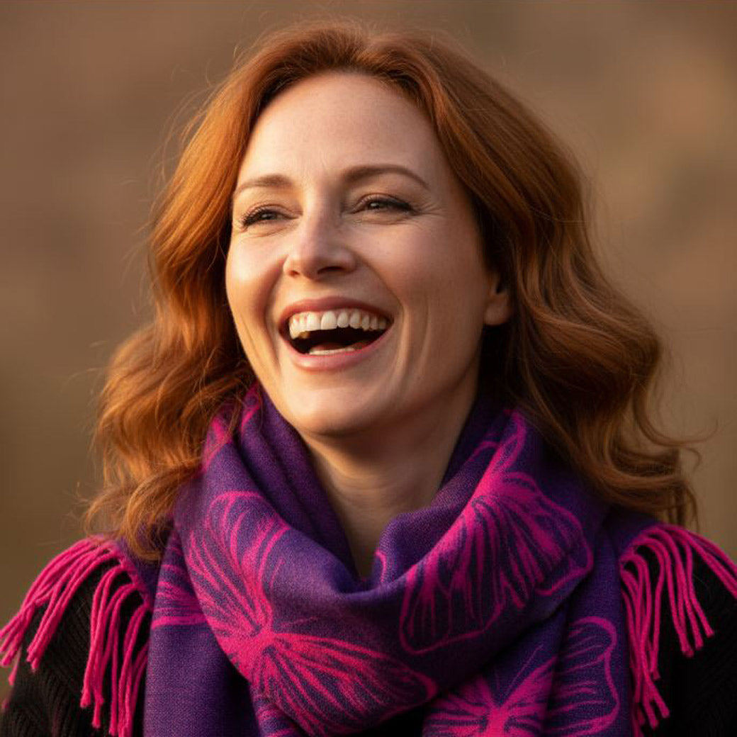 Cashmere Blend Scarf | Pink Butterfly