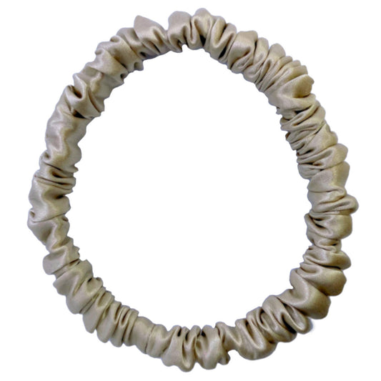 SKINNY MULBERRY SILK SCRUNCHIE BEIGE