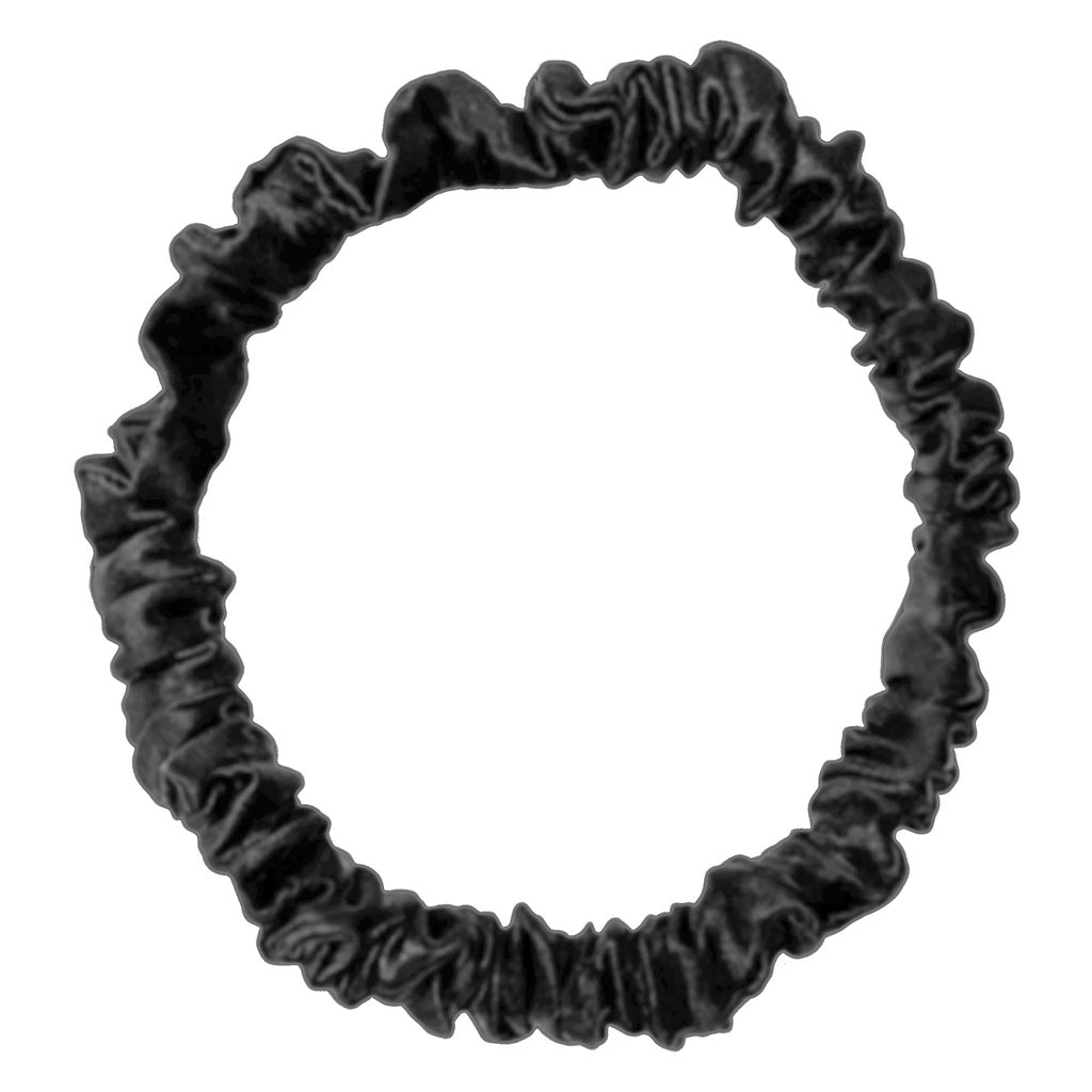 SKINNY MULBERRY SILK SCRUNCHIE BLACK