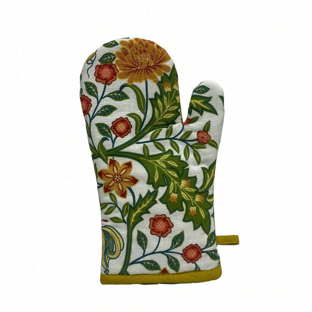 Single oven glove with Sussex print and mustard trim