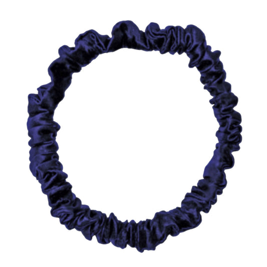 SKINNY MULBERRY SILK SCRUNCHIE NAVY BLUE