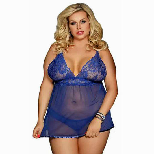 LINGERIE SET SPLIT HEM BABYDOLL BLUE
