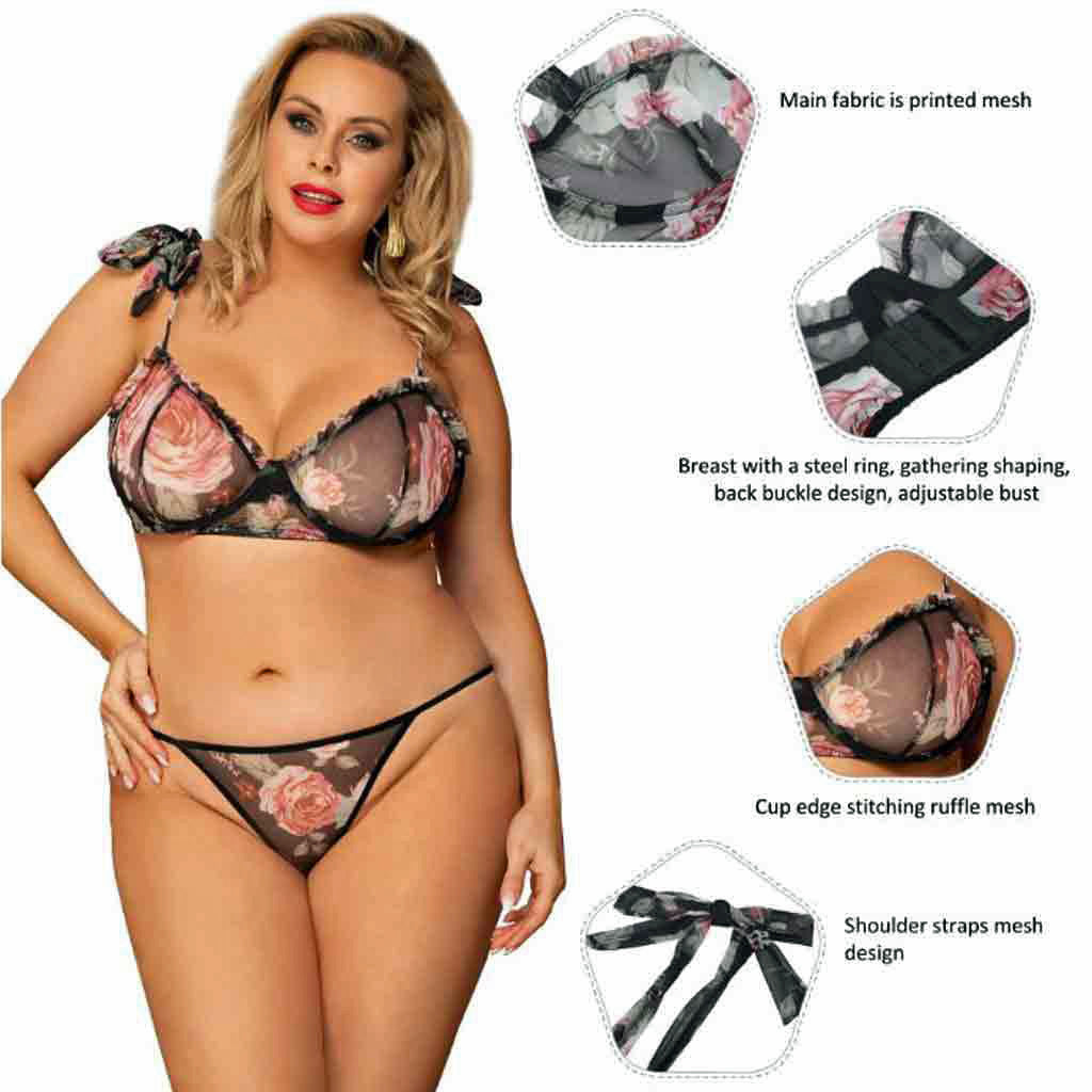 LINGERIE SET LACE BRA + PANTIES BLACK