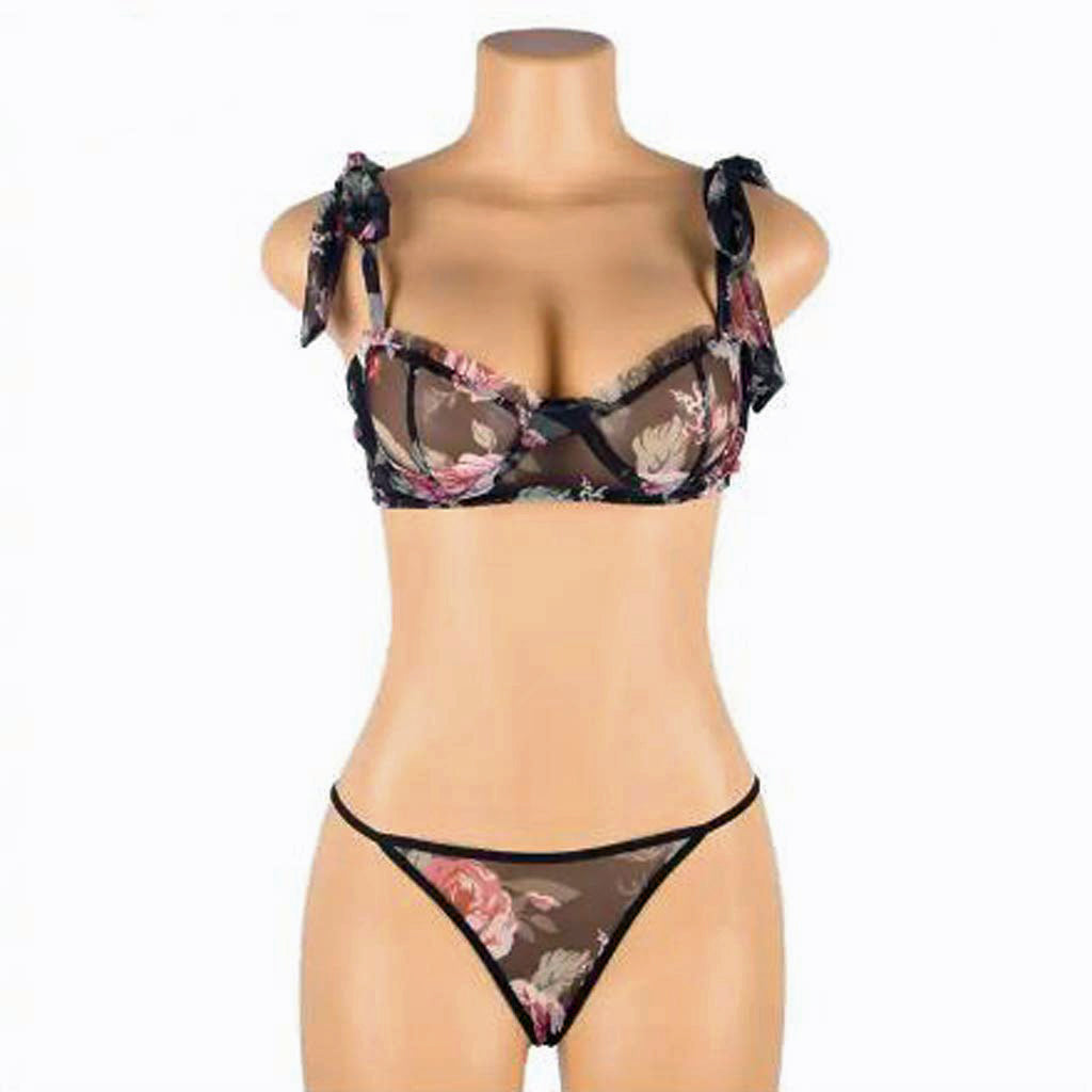 LINGERIE SET LACE BRA + PANTIES BLACK