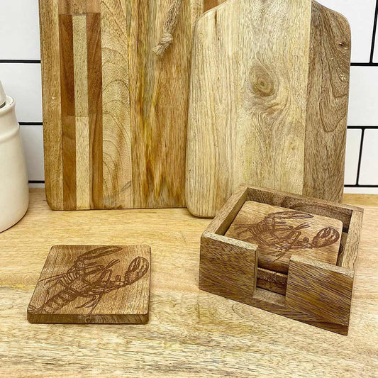 PACK OF 4 ENGRAVED LOBSTER COASTERS