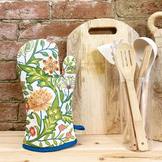 Temerity Jones Single Oven Glove | Floral Blue Trim