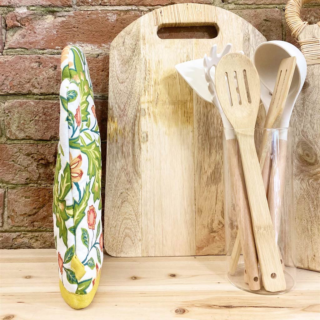 Temerity Jones Single Oven Glove | Floral Mustard Trim