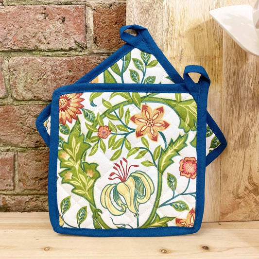 Temerity Jones Pack Of 2 Pot Holders | Floral Blue Trim