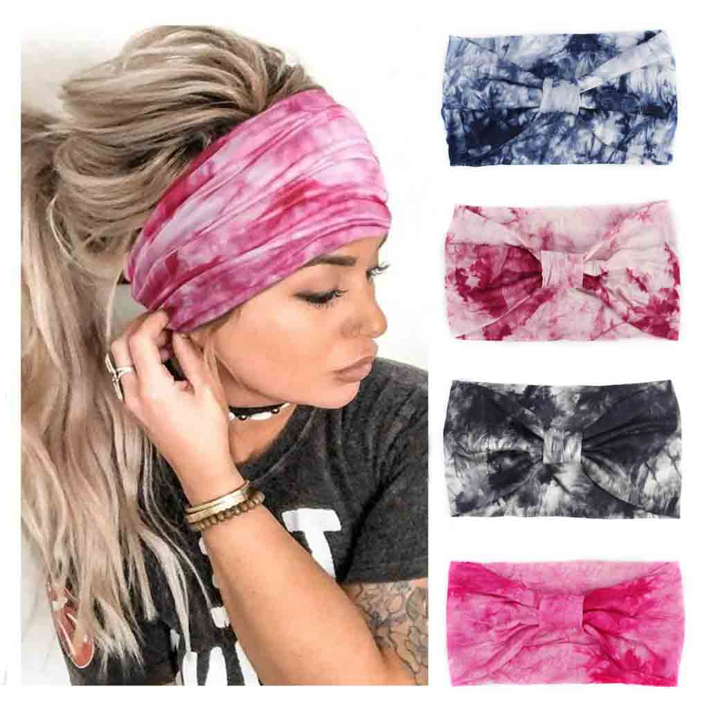 WIDE FIT KNOTTED HEADBAND 5% SPANDEX TIE DYE