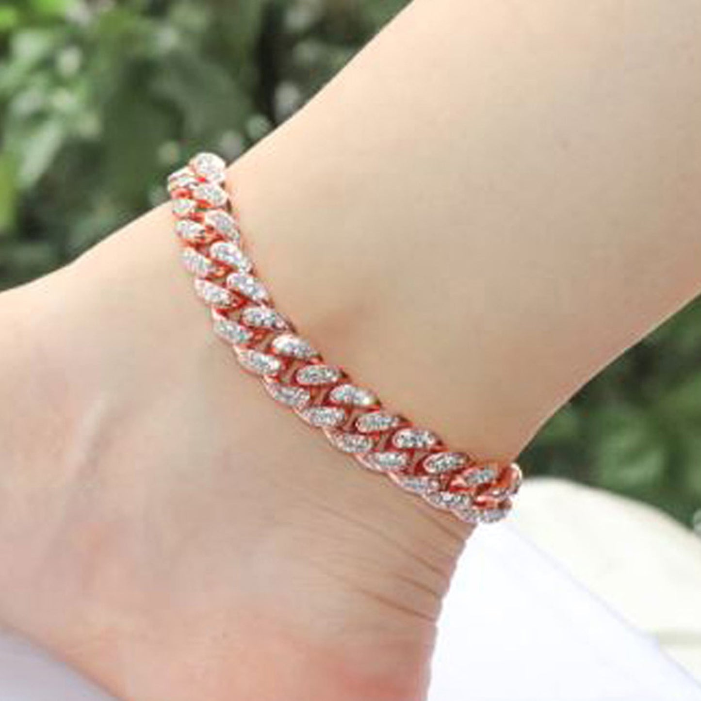 ANKLET 18K GOLD PLATED MIAMI CUBAN CHAIN CZ