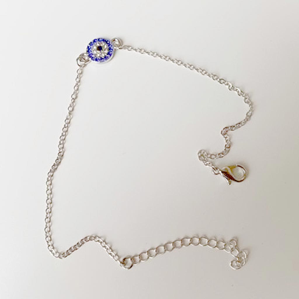 ANKLET SILVER PLATED EVIL EYE CHARM