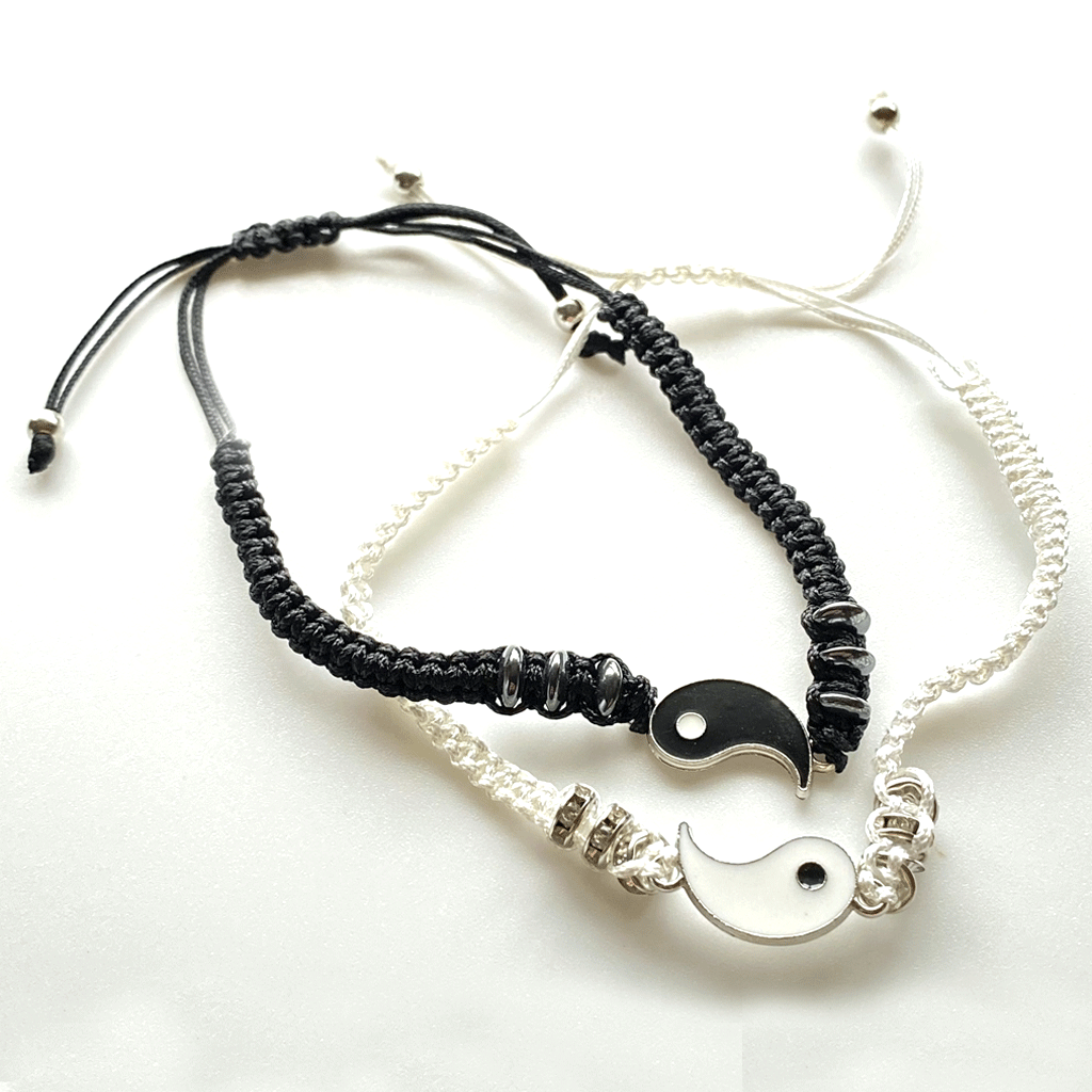 ANKLET 2 PIECE YIN YANG BRAIDED ANKLE BRACELETS