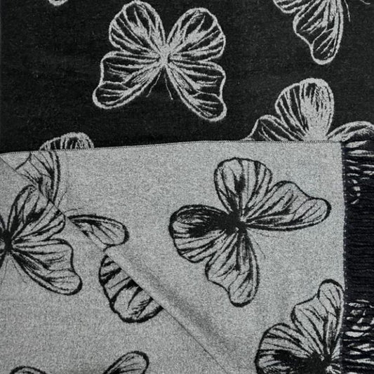 Cashmere Blend Reversible Scarf | Black Butterfly
