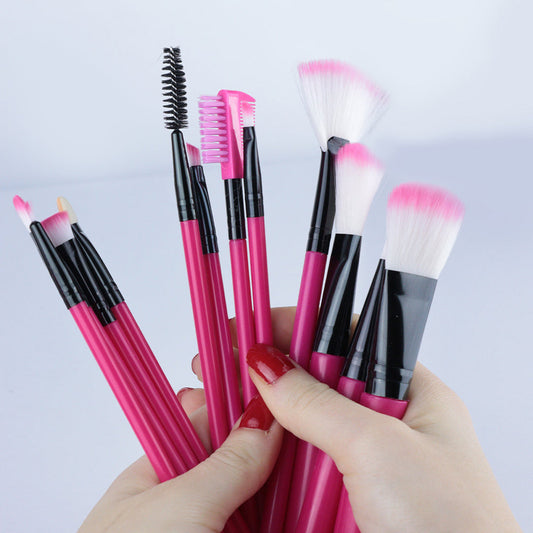 MAKEUP BRUSH SET 12 PIECE + STORAGE CYLINDER PINK