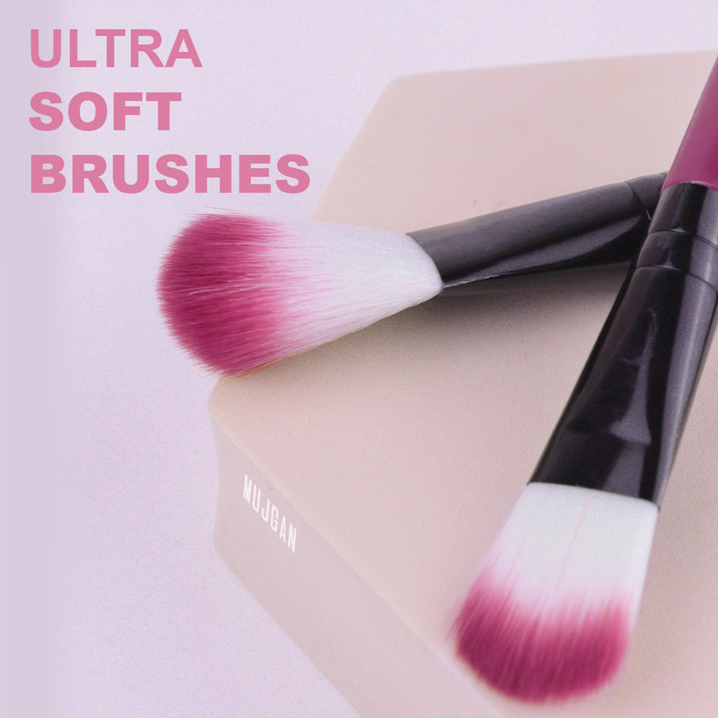 MAKEUP BRUSH SET 12 PIECE + STORAGE CYLINDER PINK