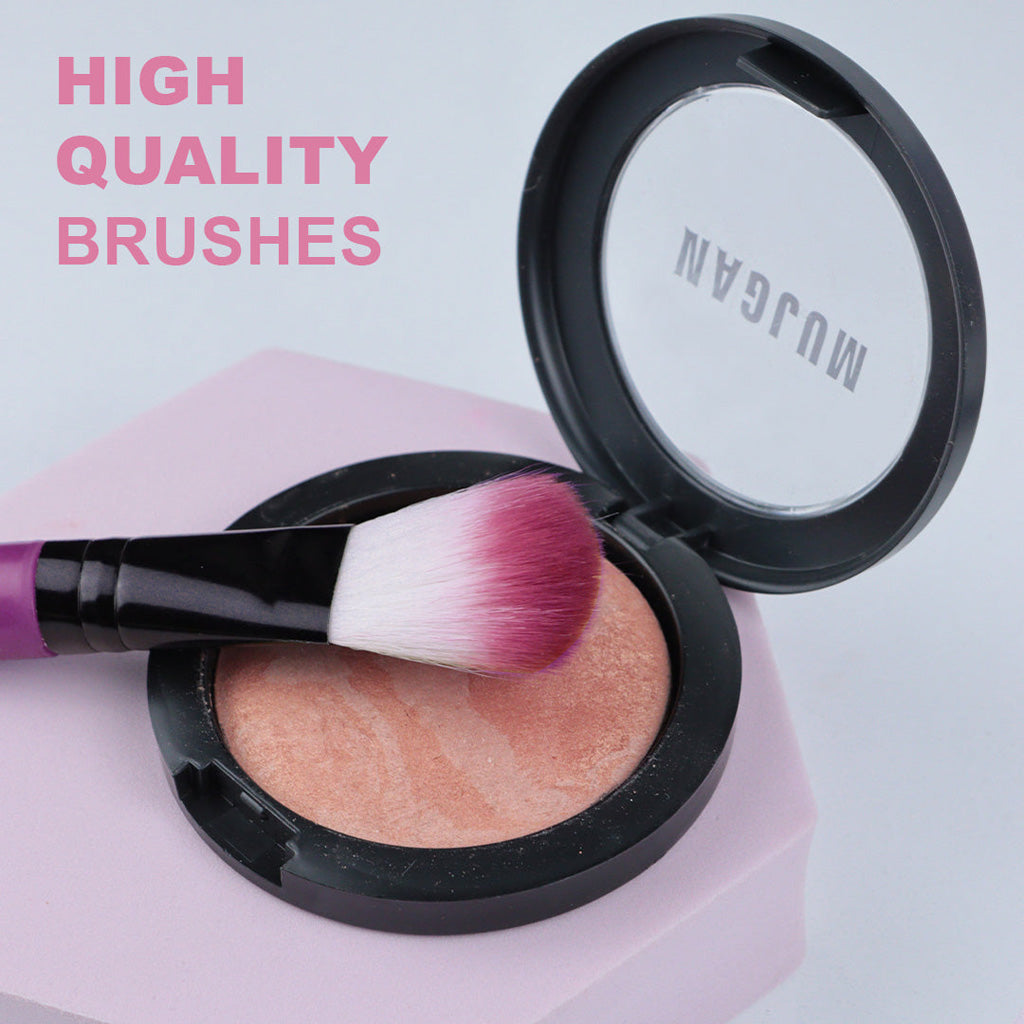 MAKEUP BRUSH SET 12 PIECE + STORAGE CYLINDER PINK