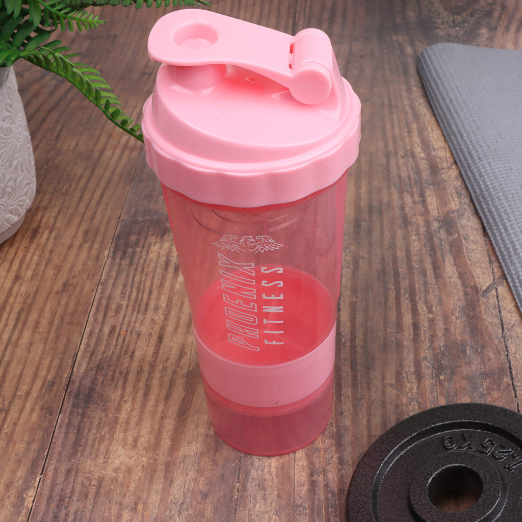 COMPARTMENT PROTEIN BOTTLE 500ML PINK