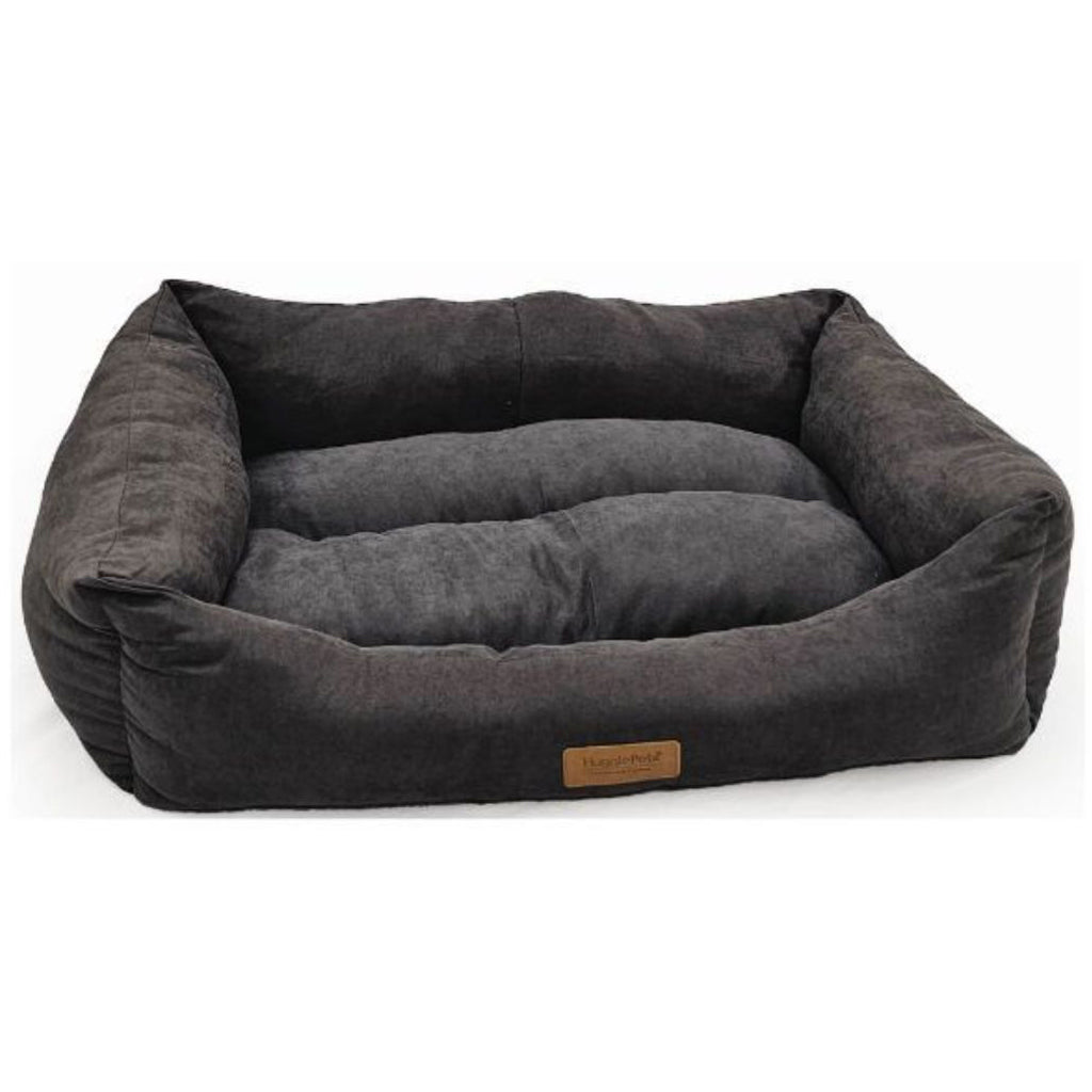 LUXURY DOG BED LOUNGER - CHARCOAL - SIZE MEDIUM