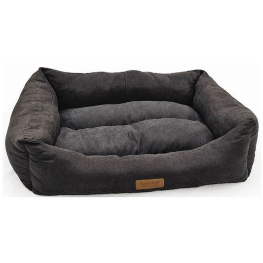 LUXURY DOG BED LOUNGER - CHARCOAL - SIZE MEDIUM