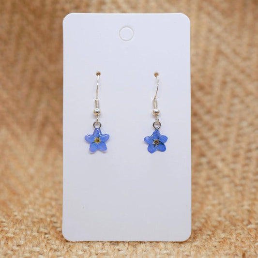 Real Forget-Me-Not 925 Sterling Silver Earrings