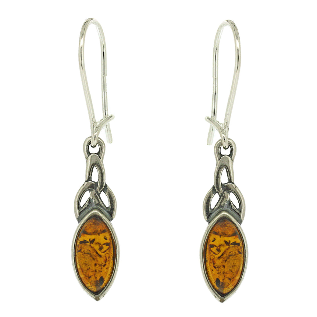 Baltic amber stud earrings with cognac amber cabochons set in polished sterling silver.