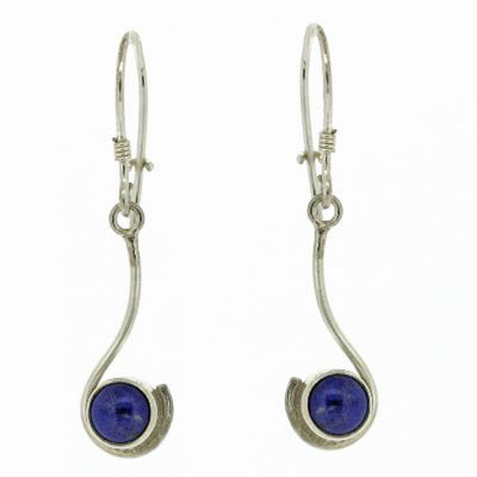 Lapis Lazuli Drop Earrings | Curve Stone Design 925 Sterling Silver