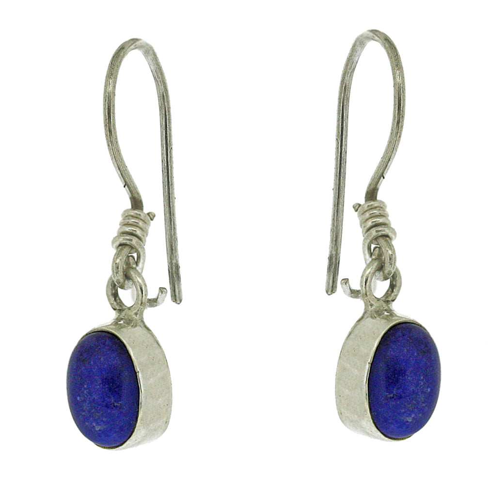 Lapis Lazuli Drop Earrings | Oval Stone Design 925 Sterling Silver