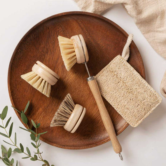 Sustainable Bamboo Dish Brush Kitchen Starter Set | 4 Piece