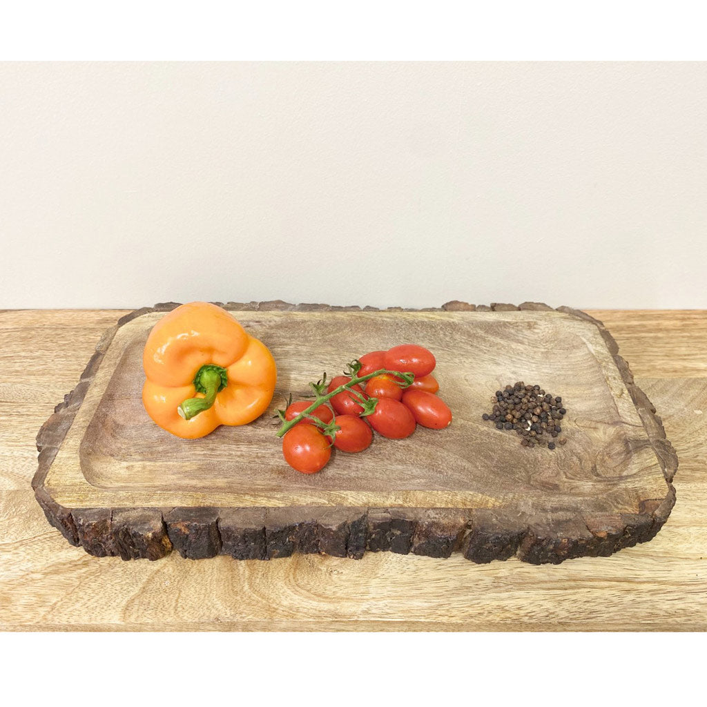WOODEN SERVING TRAY 41CM NATURAL BARK
