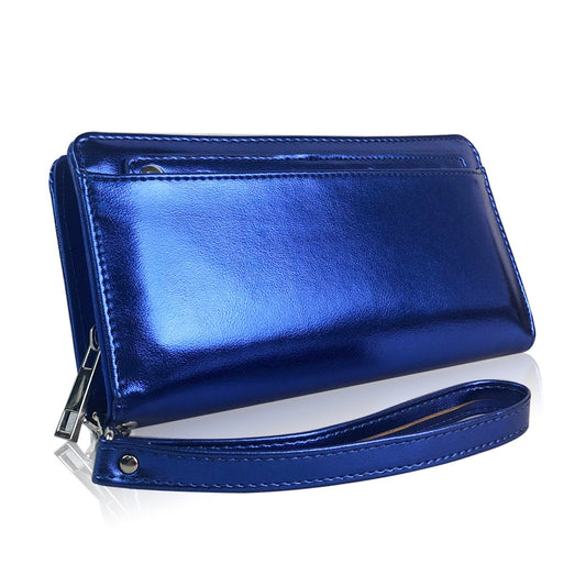 GLOSS EFFECT BLUE CLUTCH BAG