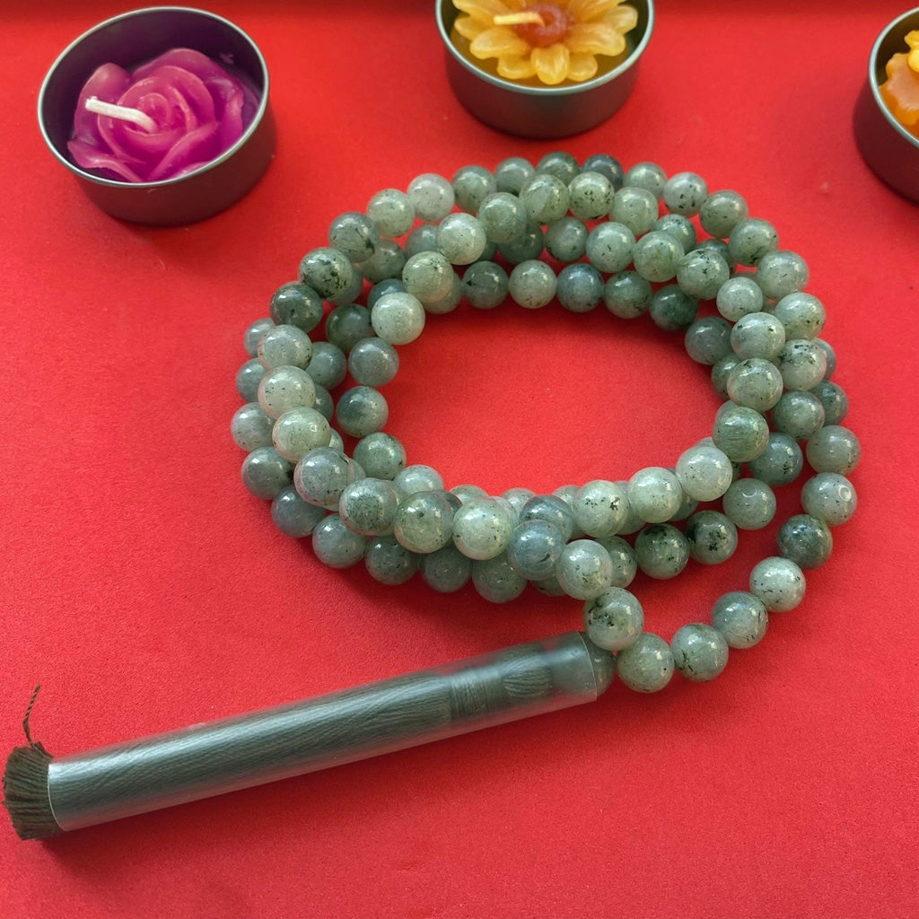 NATURAL GEMSTONE BEAD NECKLACE GREY LABRADORITE