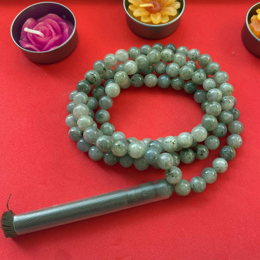 NATURAL GEMSTONE BEAD NECKLACE GREY LABRADORITE