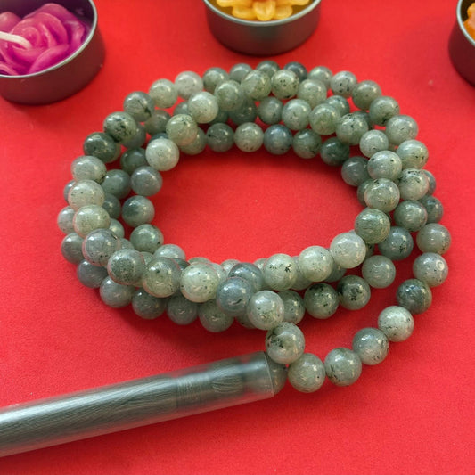 NATURAL GEMSTONE BEAD NECKLACE GREY LABRADORITE