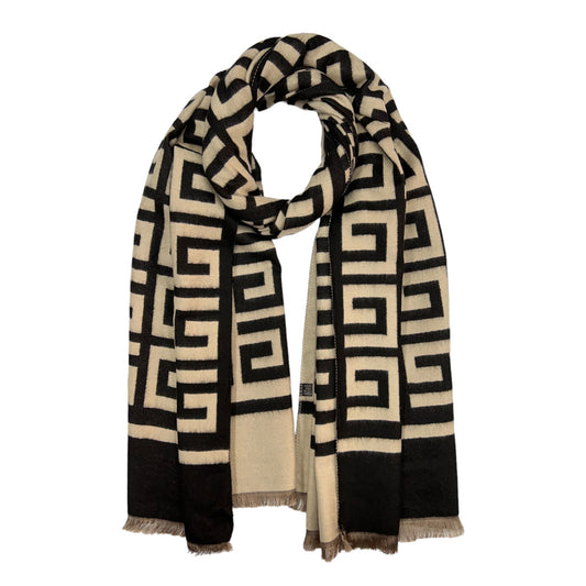Cashmere Blend Scarf | Black Squares
