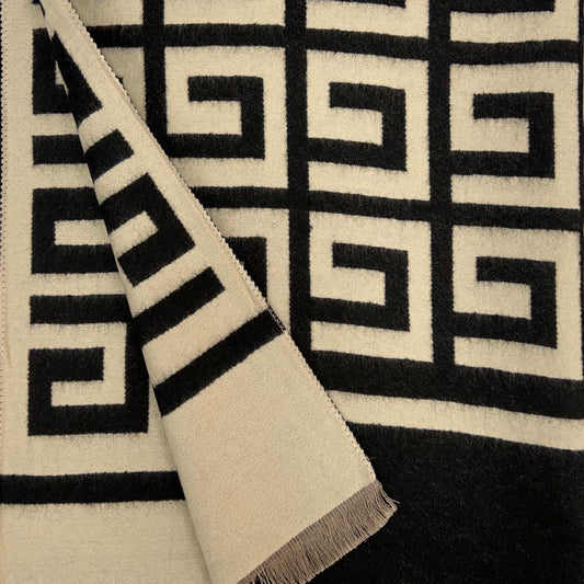 Cashmere Blend Scarf | Black Squares