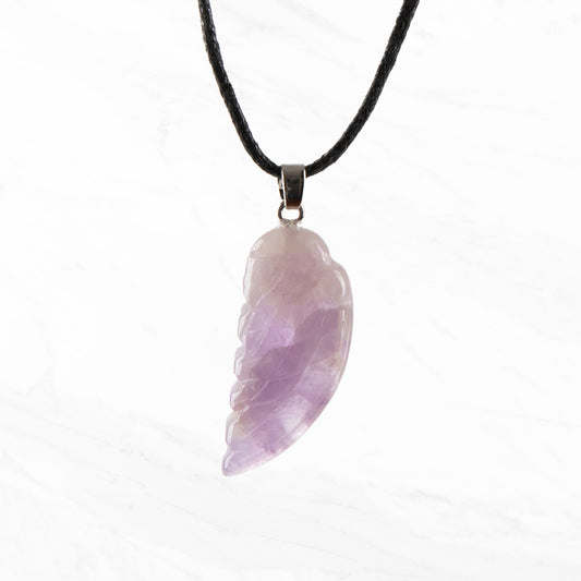 Natural Healing Crystal Angel Wing Necklace | Amethyst
