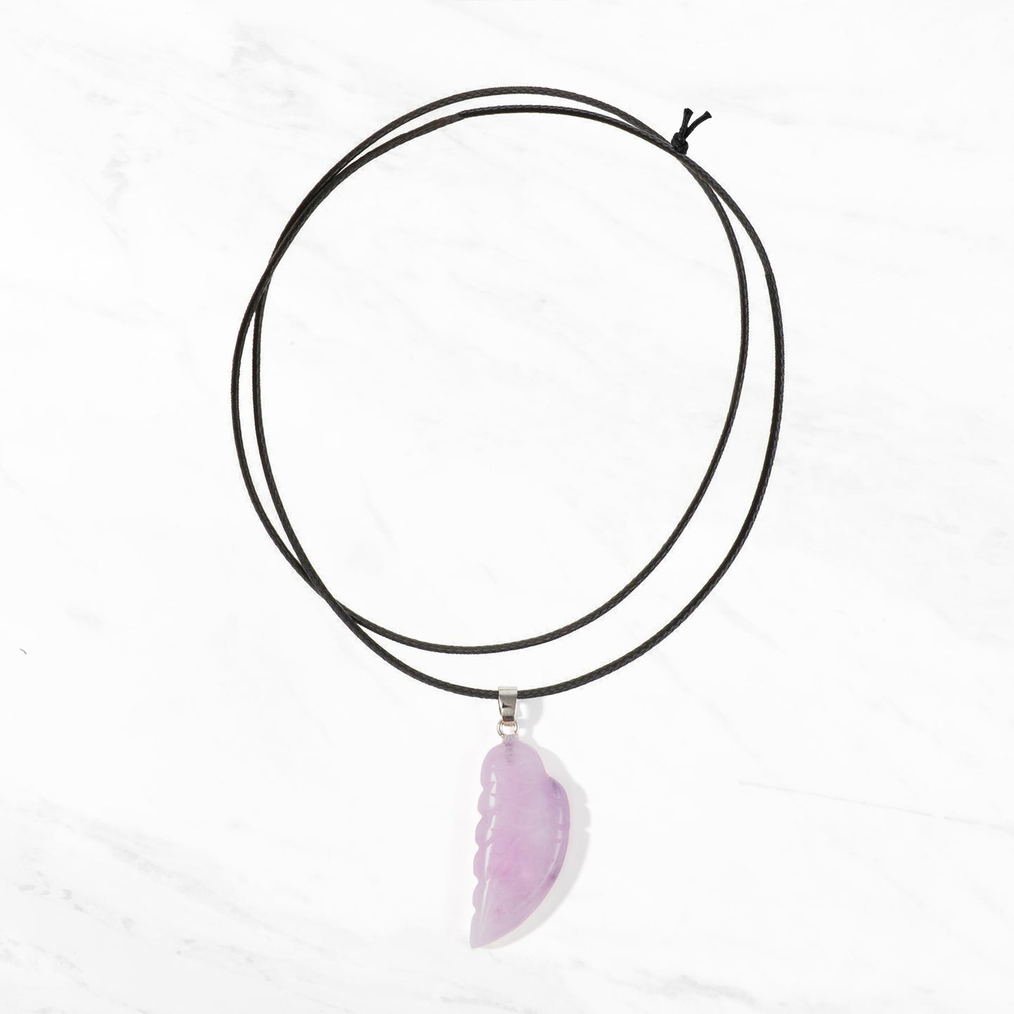 Natural Healing Crystal Angel Wing Necklace | Amethyst