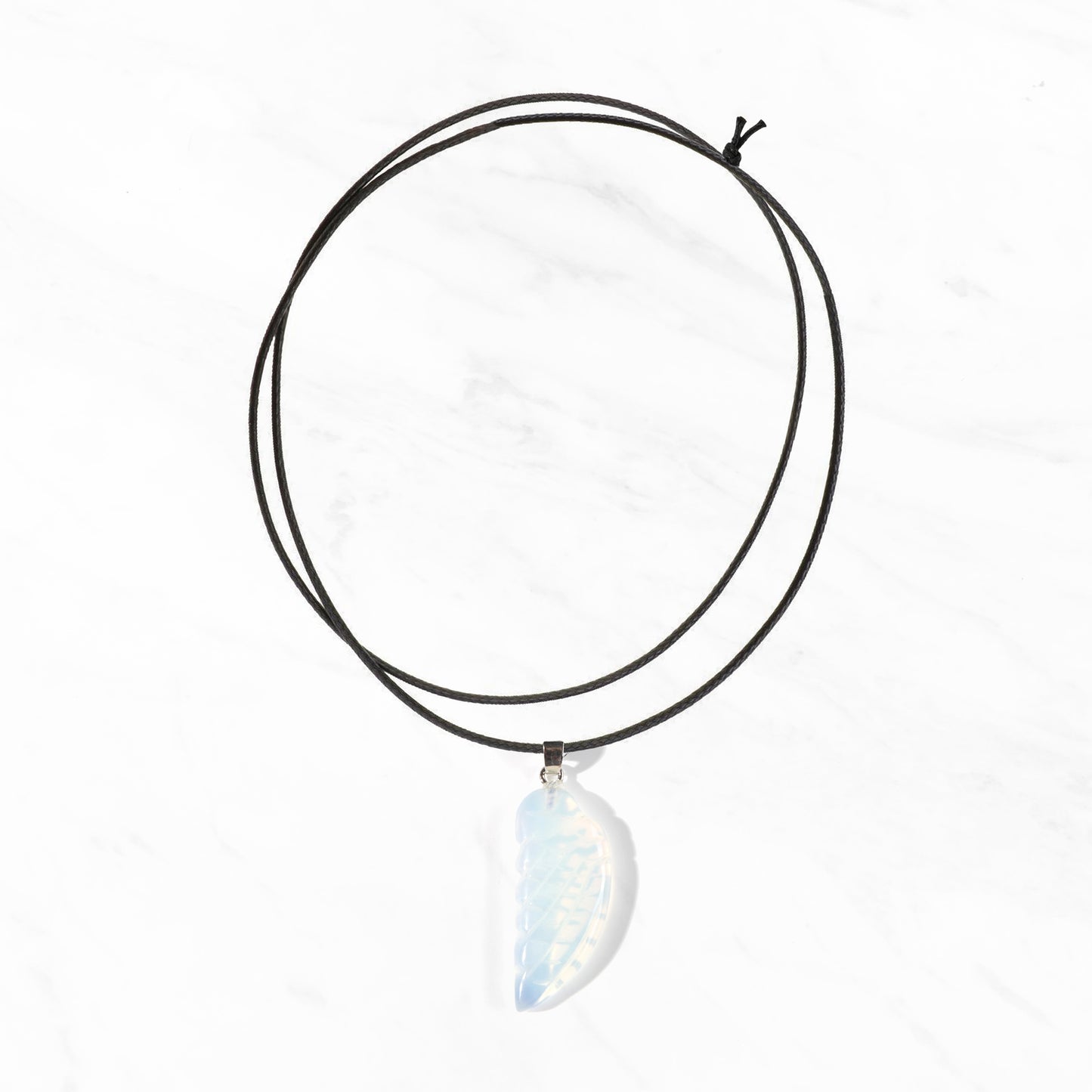 Natural Healing Crystal Angel Wing Necklace | Opalite