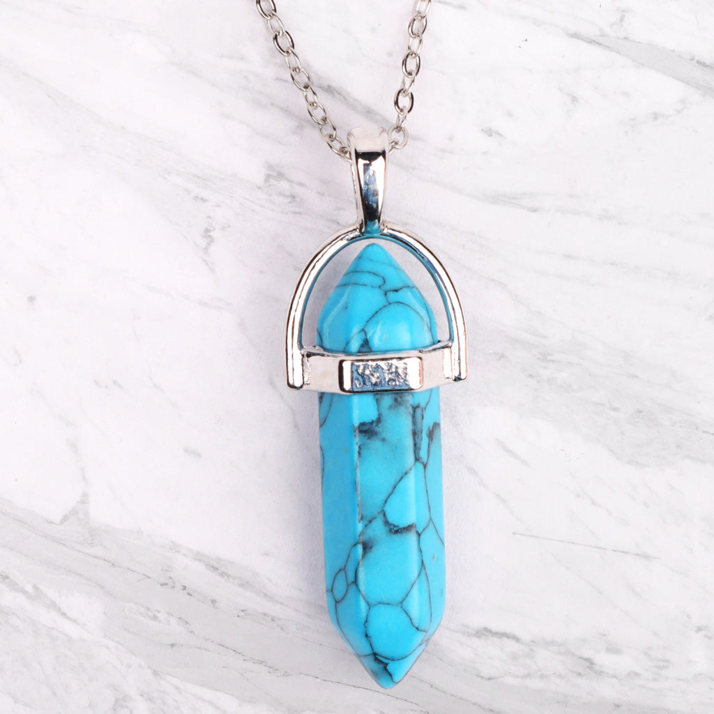 SILVER PLATED PENDANT NECKLACE TURQUOISE