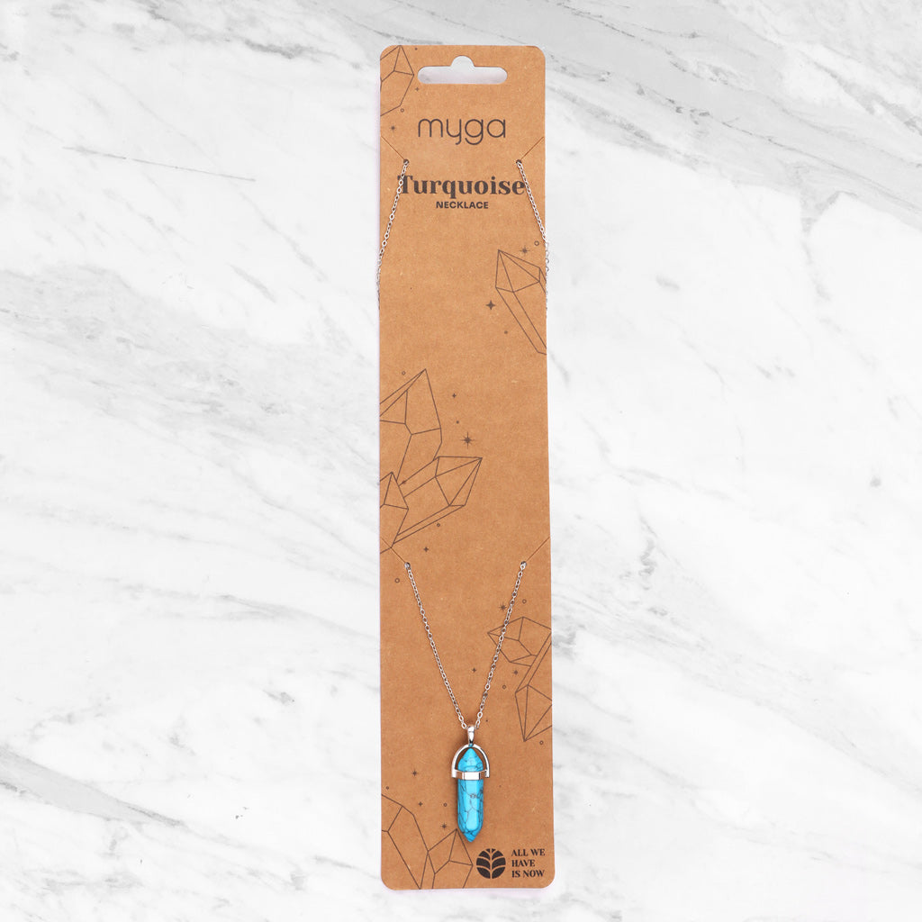 SILVER PLATED PENDANT NECKLACE TURQUOISE