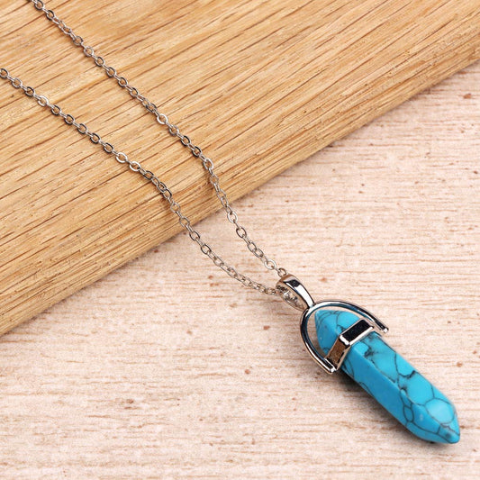 SILVER PLATED PENDANT NECKLACE TURQUOISE