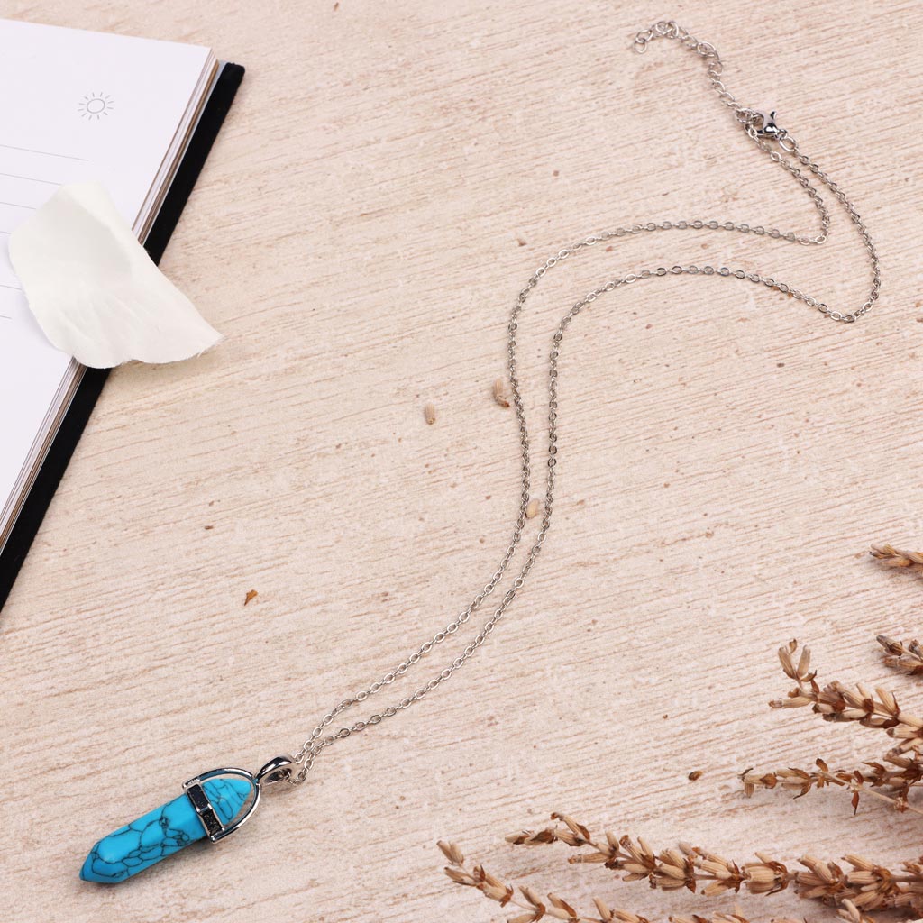 SILVER PLATED PENDANT NECKLACE TURQUOISE