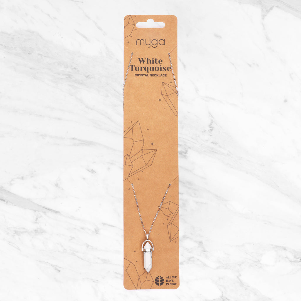 SILVER PLATED PENDANT NECKLACE WHITE TURQUOISE