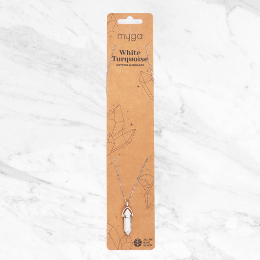 SILVER PLATED PENDANT NECKLACE WHITE TURQUOISE