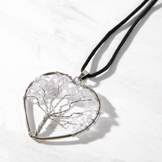 CORD PENDANT NECKLACE TREE OF LIFE QUARTZ