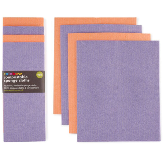 Compostable Plastic Free Rainbow Sponge Cloths | 4 Pack