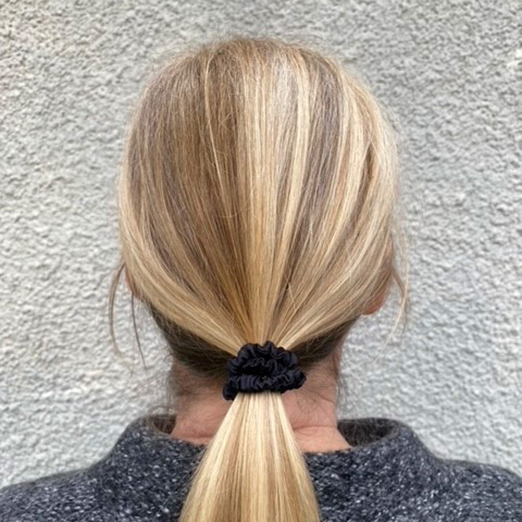 Set Of 3 Pure Silk Skinny Scrunchies | Timeless Black