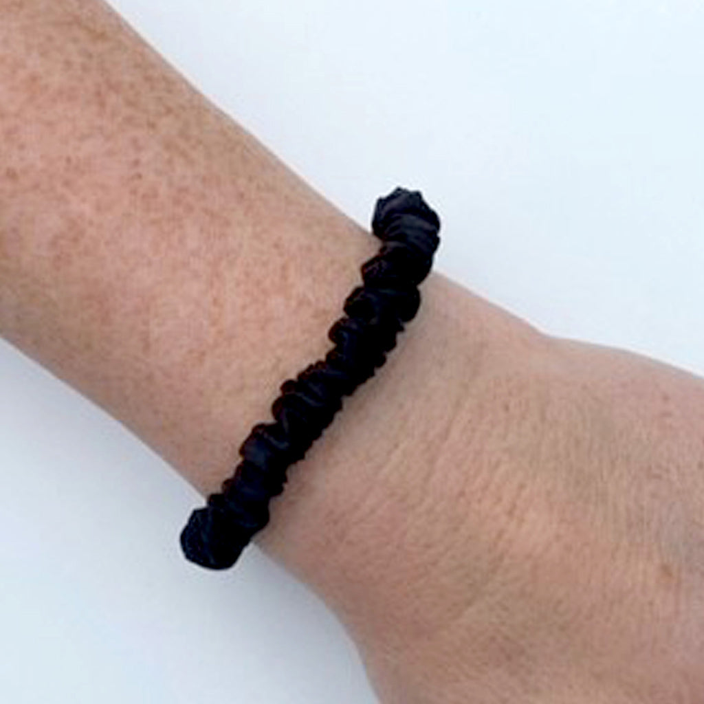 Set Of 3 Pure Silk Skinny Scrunchies | Timeless Black