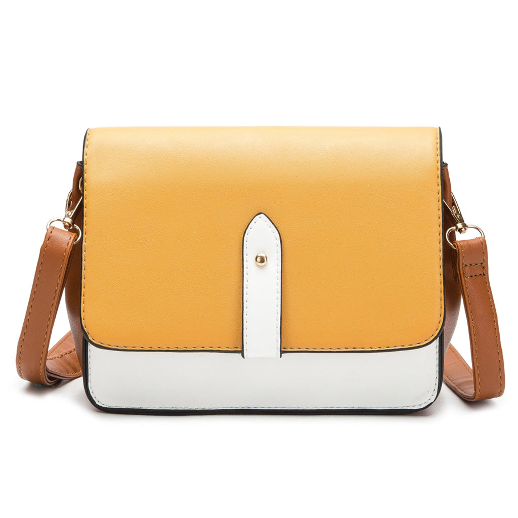 Mustard Crossbody Bag – Sleek Style And Snake Panel Detail